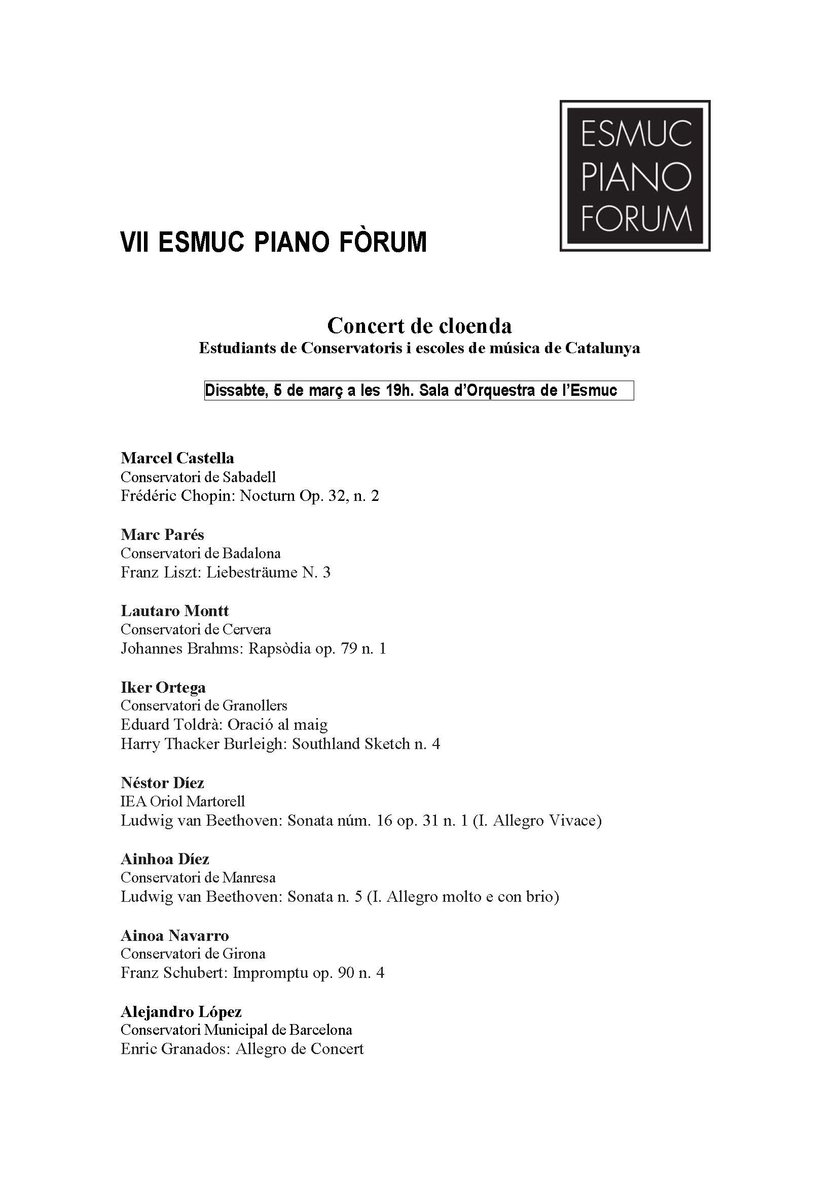 Concert VII Esmuc Piano Fòrum 2022